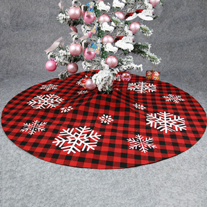 Falda para Árbol de Navidad de 48 Pulgadas, Diseño a Cuadros Rojos y Negros, con Copos de Nieve Impresos Personalizados, para Decoraciones Navideñas - Product Image 2
