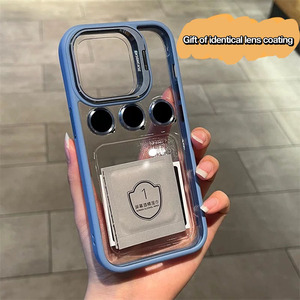 Étui de téléphone transparent antichoc avec support pliable en métal et protection d'objectif en verre trempé pour iPhone 17 Pro Max - Product Image 3