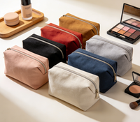 Pochette cosmétique en toile structurée personnalisée, étui de beauté haut de gamme avec fermeture éclair et doublure, OEM