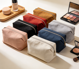 Étui à maquillage en toile de coton de luxe avec fermeture éclair, logo personnalisé, trousse de toilette de voyage, pochette à crayons et à pièces, sac à maquillage tendance - Product Image 1