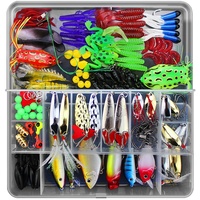 Kit de pêche en gros de 141 leurres et appâts, multi-espèces, pour la pêche en eau douce et en mer depuis le bateau, adapté au bar, au saumon, au marlin, au cabillaud en rivière
