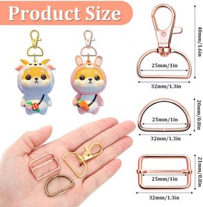 Paxcoo Keychain Bulk With <b>Key</b> Chain Swivel Hook D Rings And Slide Buckles For Handbag <b>Purse</b> Hardware Craft Inch - Product Image 3