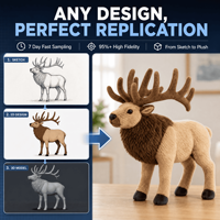 Fabricant de jouets en peluche personnalisés en forme d'élk, OEM ODM, vente en gros, animaux en peluche réalistes, poupées douces pour les mascottes de marque et les articles cadeaux