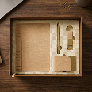 Coffret Cadeau Luxe en Cuir 4 Pièces – Boîte Promotionnelle d'Affaires avec Agenda, Porte-Cartes, Stylo et Porte-clés – Logo Personnalisé - Product Image 5