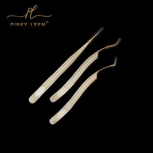 Rizador de Pestañas Profesional Pinky Leem con Logotipo Personalizado 2024, Nuevo, de Acero Inoxidable 430, Dorado, Aplicador de Pestañas, Pinzas Puntiagudas - Product Image 3