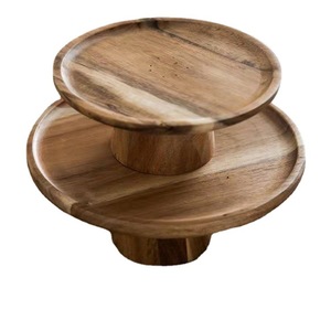 Solid Wood Fruit Plate Tall Cake Stand Multi Functional Serving Tray For Living Room Hotel Coffee Tea - Product Image 3