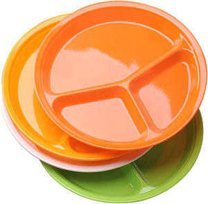 Assiettes à dîner divisées en mélamine écologique lavables au lave-vaisselle avec <span class=keywords><strong>3</strong></span> compartiments Assiettes en bambou avec division réutilisables pour adultes et enfants - Product Image 3