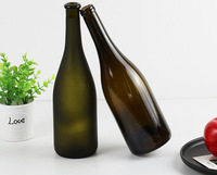Dunkelgrüne leere Flasche 750ml Long Neck Großhandel farbige Milchglas Weinflasche mit Kork