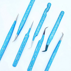 แหนบต่อขนตา 45 90 องศา ปลายไฟเบอร์ สแตนเลสสตีล สำหรับต่อขนตา รับทำโลโก้ OEM - Product Image 1