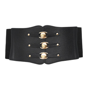 Cinturones de cintura ultra ancha negros elásticos para mujer con punta de Metal de 9,5 cm de ancho - Product Image 2