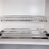 Égouttoir mural pour armoire de cuisine en acier inoxydable 201, 2 niveaux, largeur réglable 400-1000 mm, finition couleur naturelle, avec paniers de rangement