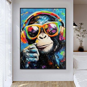 Décoration murale toile colorée peinte à la main abstraite chien Graffiti <span class=keywords><strong>Pop</strong></span> <span class=keywords><strong>Art</strong></span> travail éléphant <span class=keywords><strong>peinture</strong></span> animale - Product Image 2