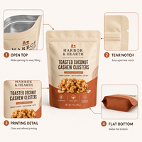 Sachet Doypack refermable mat imprimé sur mesure de qualité alimentaire, choix fiable, pour grappes de noix de coco grillées et de noix de cajou, pochette verticale