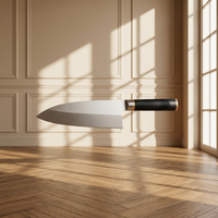 Couteau de chef japonais en acier inoxydable 8-9,9 pouces, manche en bois, extra-affûté, finition haute brillance, couteau de cuisine pour droitier