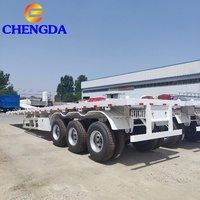 Dreiachsige Anhänger 40 50 60 Tonnen 20FT 40FT 45FT 53 Fuß Flachbett-Container-Chassis Tiefbett-Sattelauflieger zum Verkauf