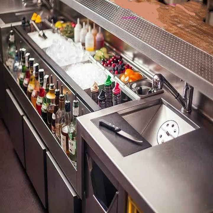 Custom Stainless Steel Bar Counter Workstation Commercial Bar Table ...
