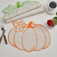 Napperon en forme de citrouille d'Halloween Tapis de table en tissu résistant à l'huile et à la chaleur imperméable