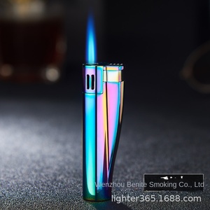 Encendedor de Cigarrillos Retro de Nuevo Estilo, Suministro del Fabricante, Encendedor de Llama Azul Recta para Hombre, Metálico Redondo, a Gas, Resistente al Viento, de <span class=keywords><strong>Butano</strong></span> - Product Image 4