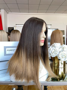 Perruque juive de cheveux européens haut de gamme HD pour perruques casher avant de lacet 20 "cheveux vierges lisses soyeux 180% densité sans colle - Product Image 3