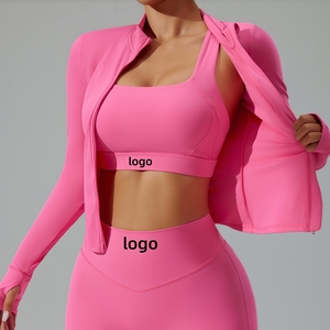 Conjunto de <span class=keywords><strong>Yoga</strong></span> Ajustado <span class=keywords><strong>para</strong></span> Mujer, Conjunto Deportivo <span class=keywords><strong>para</strong></span> Correr con Chaqueta, Conjunto de Fitness de Tres Piezas de Secado Rápido - Product Image 1