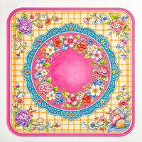 Tapis de Mahjong américain World Travel Sticker, motif floral, globe, monuments et drapeaux, antidérapant, pour soirée de jeu, cadeau