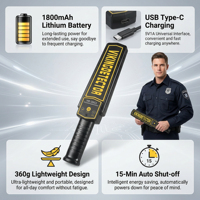 Détecteur de métaux portatif rechargeable Type-C VK2022, scanner corporel de sécurité |   Haute sensibilité pour les événements et les aéroports