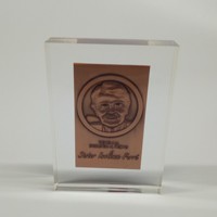 Bloc acrylique transparent solide avec plaque métallique gravée, plaque commémorative personnalisée, trophée souvenir