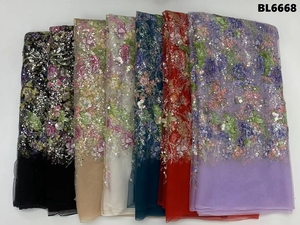 Tissu <span class=keywords><strong>en</strong></span> dentelle française de luxe, <span class=keywords><strong>maille</strong></span> brodée, tulle, paillettes, perles, robes de mariée, robes de soirée, abayas arabes, 100% polyester - Product Image 6