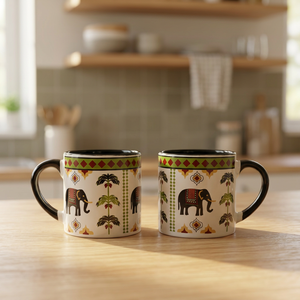 Classic Ceramic Coffee Mugs Floral Pattern Blue White Heat Resistant Party <b>Tea</b> Drinking <b>Set</b> - Product Image 3