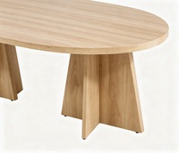Meubles d'intérieur nordiques de luxe modernes, grande table à manger en bois, table à manger ovale en bois pour restaurant