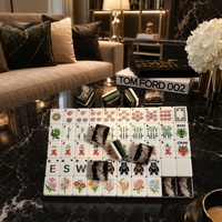 Jeu de Mahjong américain en marbre noir et or, 160 tuiles, 4 couches, acrylique, style NMJL, boutique de luxe, marque privée