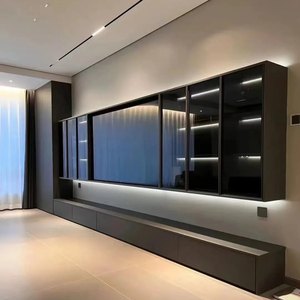 Hiện đại LED-Lit TV đứng trung tâm giải trí với cửa kính lưu trữ ngăn kéo cho nhà phòng khách đồ nội thất - Product Image 1