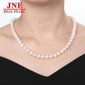 Natural Pearl Necklace Round Beads 925 Silver Ingot Buckle Pearl Necklace Mother's Day Gift for <strong>Elders</strong> - Product Image 3