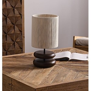 Lampe de table en bois massif couleur noyer E27 LED, lampe de chevet style japonais Wabi Sabi, lampe décorative design - Product Image 5