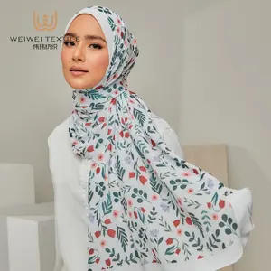Custom Square Digital Printed Floral Premium Bandana Scarf Cotton Voile Hijab Scarves Shawls