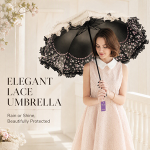 Parapluie pliant en dentelle florale, ouverture manuelle, parasol tendance pour femmes, parapluie compact pare-soleil, logo personnalisé, vente en gros - Product Image 1