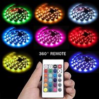 RGB Strip Led 5V USB warna-warni 30LED SMD 5050 lampu fleksibel untuk TV Dekorasi ruangan lampu belakang dengan 24 tombol pengendali jarak jauh