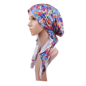 Nouvelle Mode Imprimé Courbe Floral Turban Hijab Cap Musulman Foulard Chapeaux Bandana Tichel pour le Cancer Dames Foulards