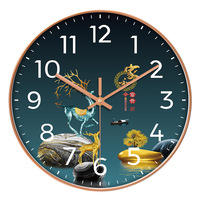 Reloj de Pared de Cuarzo Silencioso de Lujo Ligero, sin Perforaciones, Estilo Artístico para Sala de Estar