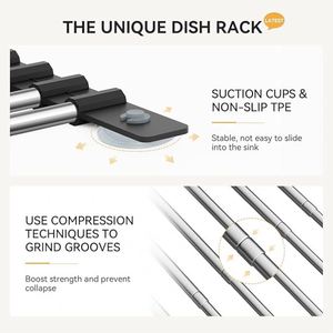 Expandable Roll-Up Dish <b>Drying</b> <b>Rack</b> with Expandable Storage Basket Dish Drainer <b>Drying</b> <b>Rack</b> Foldable Stainless Steel Drainer - Product Image 3