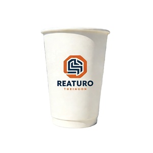 Gobelets à café jetables écologiques imperméables à double paroi |   Impression de logo personnalisé |   Vente en gros pour boissons chaudes et froides - Product Image 2