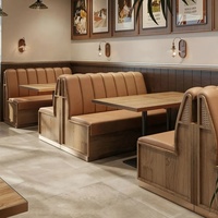 Ensemble de mobilier commercial OEM/ODM en bois : canapé modulaire, banquette, table et chaises pour cafétéria, café, banquet et restaurant