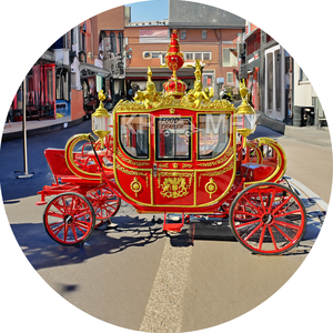 Carroza de Caballos Roja para Bodas, Transporte Especial, Carroza Real Tirada por Caballos - Product Image 1