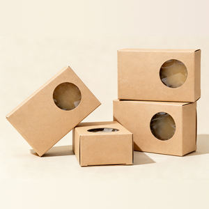 Mini boîtes cadeaux rondes en carton kraft avec fenêtre pour savon artisanal, friandises, pâtisseries, bonbons - Product Image 1