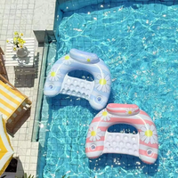 Chaises de piscine gonflables pour adultes avec porte-gobelets, flotteurs gonflables, tapis de chaise, divertissement aquatique estival relaxant, chaise de piscine en forme de U