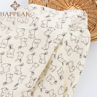 HAPPEAK Mousseline Tissu Rouleau Lapin Imprimé Léger Coton Double Gaze Tissus Textile pour Vêtements