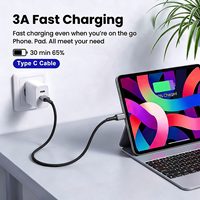 Câble USB Type C tressé en nylon, charge rapide 3A, synchronisation des données 480 Mbps pour téléphone portable, écouteurs, appareil photo