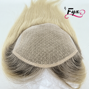 Topper in Capelli Umani Veri Biondo Chiaro 16 Pollici, Lisci o Ondulati, con Base in Seta 5x7 Pollici, <span class=keywords><strong>per</strong></span> Perdita di Capelli, Spedizione Gratuita - Product Image 3