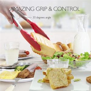 12 inç eşyaları silikon kauçuk uzun boyutları özel Logo ağır barbekü gıda maşası - Product Image 3