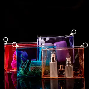 Prix usine fournisseur professionnel conception personnalisée nouvelle liste pochette cosmétique transparente debout maquillage sac de voyage